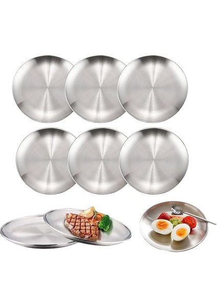20 cm Paslanmaz Çelik Yuvarlak Yemek Takımı, Paslanmaz Çelik Kamp Tabağı, 20 cm Paslanmaz Çelik Yuvarlak Yemek Tabağı, Metal Yemek Tabağı, Paslanmaz Çelik Kamp Tabağı Seti, Kamp, Piknik