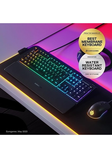Apex 3 Rgb Oyun Klavyesi 10 Bölgeli Rgb Aydınlatma IP32 Su Geçirmez Birinci Sınıf Manyetik Bilek Desteği 64812 Çok Sessiz Hissedilir ve Sessiz fiyatları