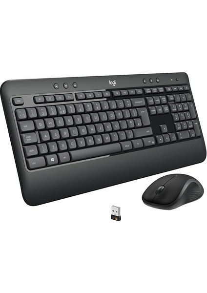 MK540 Kablosuz Klavye ve Mouse Seti, Unifying USB Alıcı, 10 M Kullanım Mesafesi, Sıvı Dökülmesine Dayanıklı, Ayarlanabilir Yükseklik, Siyah
