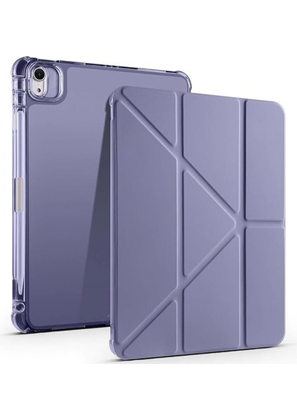 Air 11 M2-M3 2024/2025 ile Uyumlu Kılıf Üçgen Tri Folding Kalem Bölmeli Standlı Kılıfı (Levender)