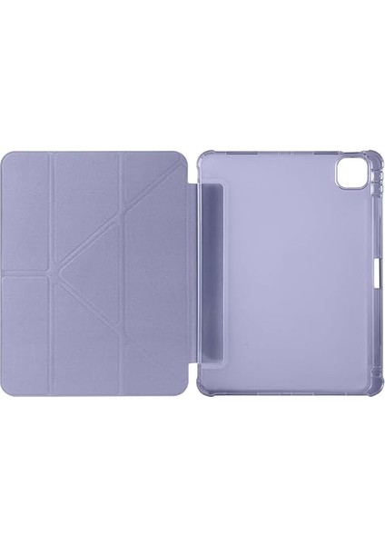 Air 11 M2-M3 2024/2025 ile Uyumlu Kılıf Üçgen Tri Folding Kalem Bölmeli Standlı Kılıfı (Levender) modelleri