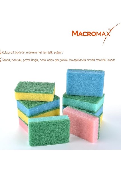 Rengarenk Bulaşık Süngeri 10'lu Mega Ekonomik Paket, Çok Amaçlı Yüzey Süngeri fiyatları