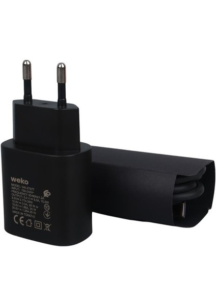 WK-27877 NOTE10 Siyah 25 Watt Şarj Başlık Adaptörü + Type-C To Type-C Kablo fiyatları