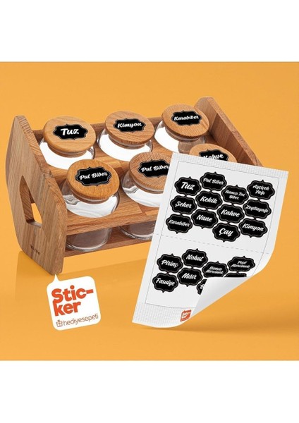 20 Adet Baharat &amp; Bakliyat Kavanoz Etiketi Sticker modelleri