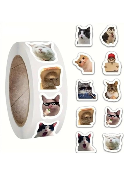 Adet Rulo Vinil Sticker Etiket (Komik Kedi)