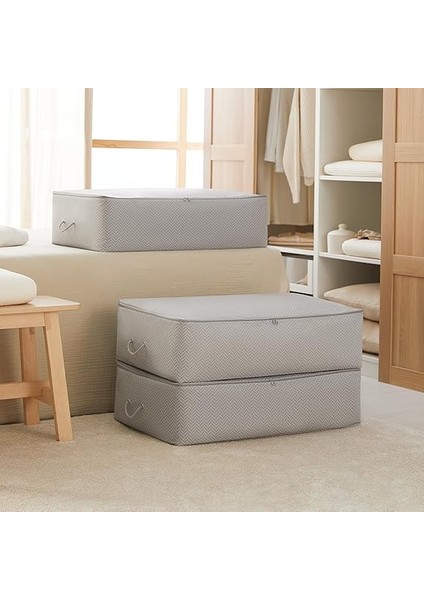 Home Textile 3'lü Mega Boy Gri Balıksırtı Baza Altı Hurç Set 74 x 46 x 22 cm modelleri