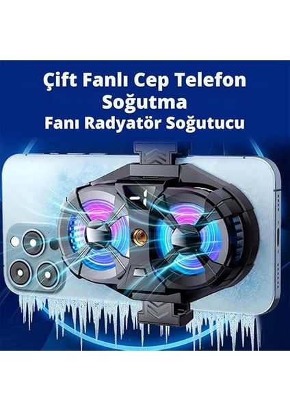 Çift Fanlı Çift Soğutma Fanlı Radyatörlü Telefon Soğutma Fanı Soğutucu Hız Ayarlamalı Radyatör Soğutucu fiyatları