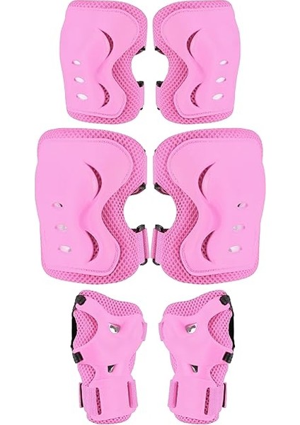 Yüksek Koruma 3-12 Yaş Paten Scooter Bisiklet Kaykay Diz Dirsek El Koruma Koruyucu Seti Pembe