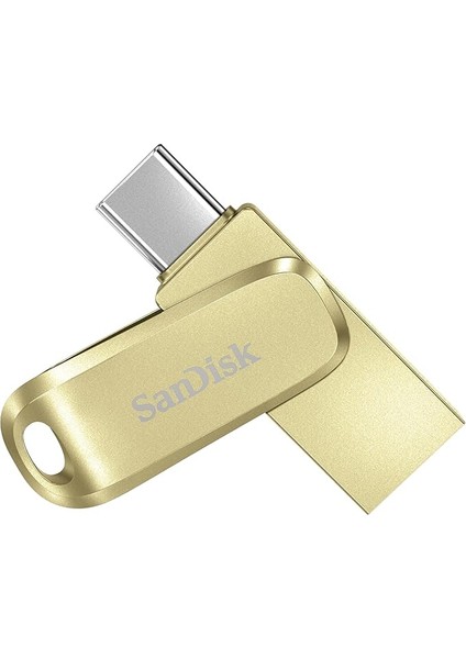 Ultra Dual Drive Luxe USB Type-C Sürücü Akıllı Telefon Bellek 128 GB (Mobil Bellek, USB 3.2 Gen 1, Döner Tasarım, 400 Mb/s Okuma, USB Sürücü, Otomatik Yedekleme) Altın