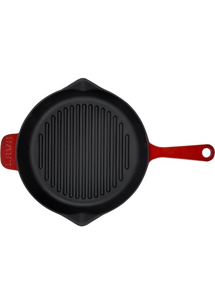 Spring Serisi - Döküm Izgara Tavası, Yuvarlak, 28 Cm, Mat Emaye, Parlak Siyah Taban, Kırmızı modelleri