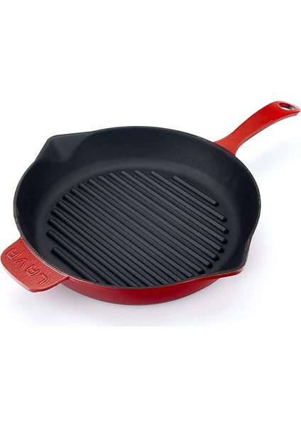 Spring Serisi - Döküm Izgara Tavası, Yuvarlak, 28 Cm, Mat Emaye, Parlak Siyah Taban, Kırmızı fırsatları