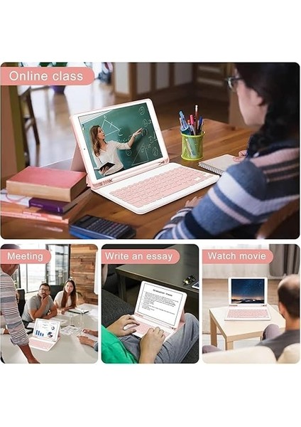 Galaxy Tab S8 Ultra/s9 ULTRA/S10 Ultra ile Uyumlu Kılıf Kablosuz Klavyeli Case Mobax Türkçe X900 X910 X920 Pembe Açık indirimleri