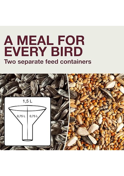 Kuş Yemi Silosu Davos Smart Birds. Kuşları Besleyin - Kemirgenler Değil! Asmak Için Sağlam ve Güvenilir. 2 Yem Odası. Ab'de Üretilmiştir. Açık Gri, 1 820 001KA modelleri