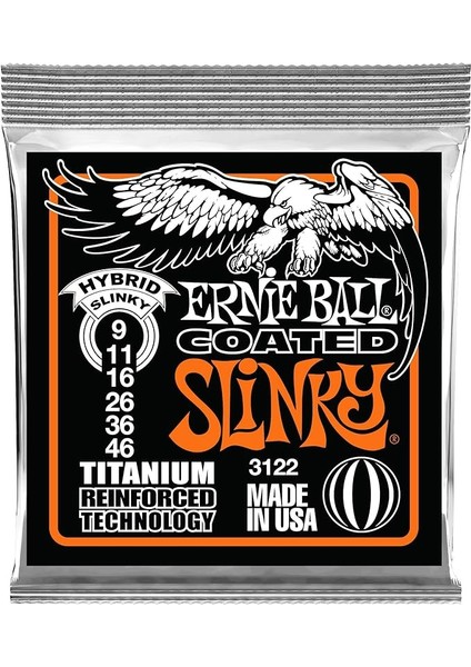 Ball Hybrid Slinky Kaplamalı Titanyum Rps Elektro Gitar Telleri, Ölçü 9-46