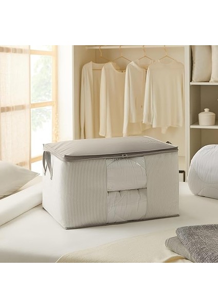 Home Textile Büyük Boy Pvc Pencereli Gri Çizgili Stuff &amp; Things Hurç 60 x 43 x 35 cm modelleri