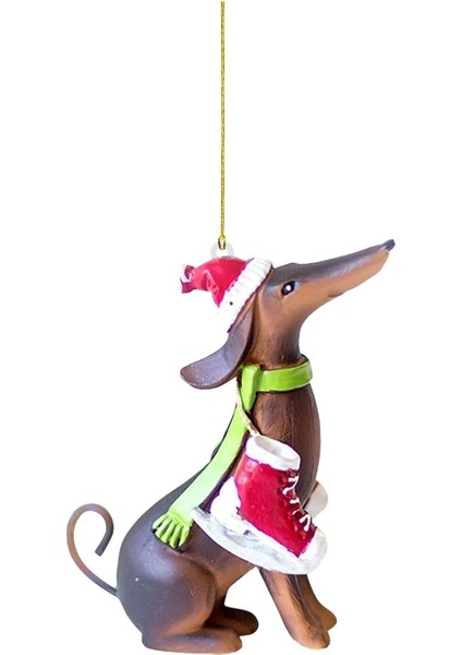 Noel Süslemeleri Acrylic Christmas Tree Pendant, Dachshund Flat Pendant, Christmas Tree Pendant Decoration Kış Masa Süsleri Akşam Yemeği Parti Malzemeleri (Color : 1)