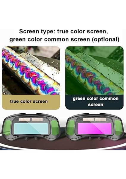 Otomatik Karartma Kaynak Gözlüğü Büyük Görünüm Gerçek Renk Otomatik Kararan Koruyucu Gözlük Kaynak Taşlama Kesim Için Çok Renkli Gerçek Renkli Ekran modelleri