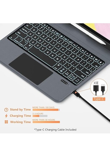 Ipad Air 11 M3 Çipli 2025 ile Uyumlu Mag Touchpad Blutooth Işıklı Standlı Klavyeli Kılıf fırsatları