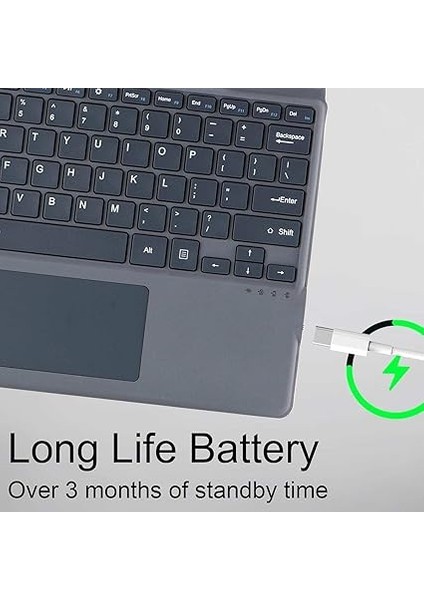 Surface Pro 11(2024) / Surface Pro 10(2024) / Surface Pro 9(2022) / Surface Pro 8(2021) / Surface Pro x Için Tablet Klavye Çoklu Dokunmatik Yüzeye Sahip 13 Inç Gri Siyah Gri-Arka Işık Yok modelleri