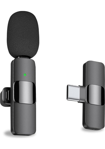 Android Bilgisayar Için Profesyonel Kablosuz Yaka Yaka Mikrofonu - Kablosuz Yönlü Kondenser Kayıt Mikrofonu USB C Arayüzü ile Röportaj Video Podcast Vlog Youtube