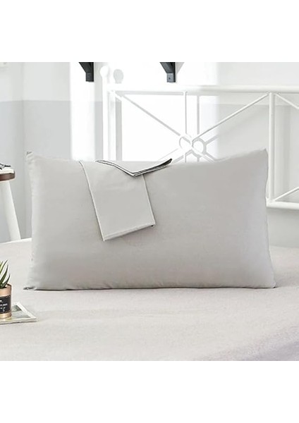 Home Pamuklu 2'li Kapaklı Yastık Kılıfı 50X70 cm - Yumuşak ve Nefes Alabilir - Düz Renk (Gri) fiyatları