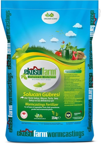 Solucan Gübresi 25 kg Organik Gübre Tüm Bitkilerde Kullanıma Uygun Katı (Toz) Formda Gübre