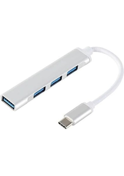 Type-C 4in1 Hub Adaptör USB 3.0 Çoğaltıcı, Gri
