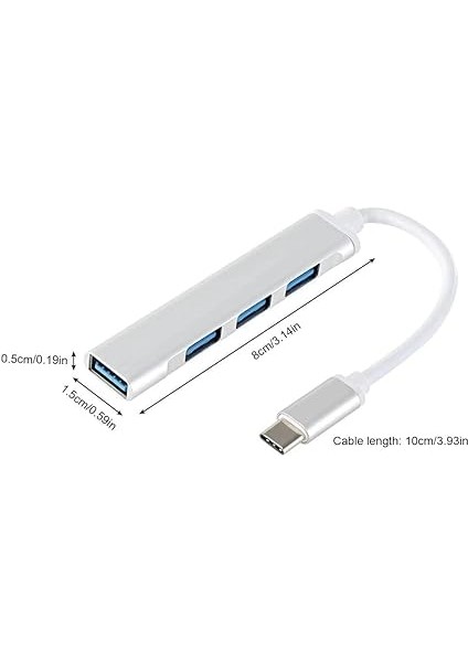 Type-C 4in1 Hub Adaptör USB 3.0 Çoğaltıcı, Gri modelleri
