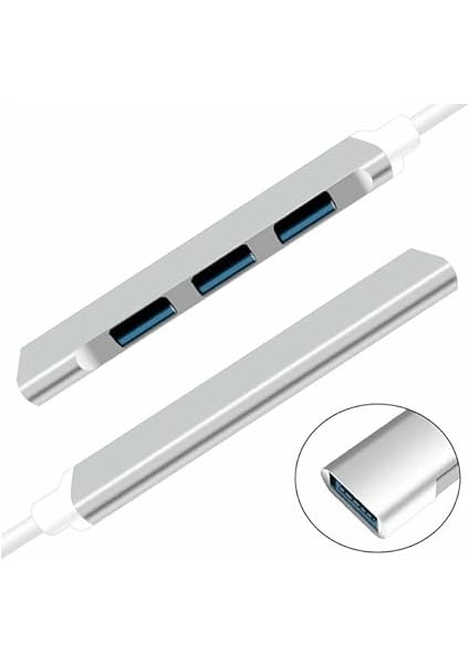 Type-C 4in1 Hub Adaptör USB 3.0 Çoğaltıcı, Gri fırsatları