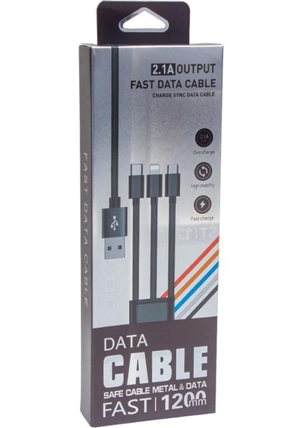 Mıcro Usb/type-C/lıghtnıng 2.1A Metal 1.2 Metre Şarj ve Data Kablosu modelleri