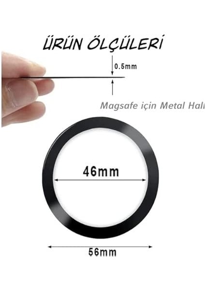 Power Metal Magsafe Halka Yüzük Ring iPhone 8 ve Üstü Model ile Uyumlu 2'li Paket Siyah fırsatları