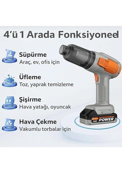 Wlue 20.000PA Güçlü Vakumlu 8in1 Araç Içi Üflemeli Süpürge 120W 7500MAH Çıkarılabilir Batarya fırsatları