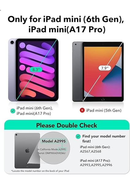 iPad Mini 7 Için Kılıf 2024 A17 Pro, iPad Mini 6 Kılıfı 2021, 8,3 Inç, Ince ve Hafif, Sararmaya Dayanıklı, Sert Şeffaf Arka Taraf, Pencil Pro/usb-C Destekler, Classic Serisi, Şeffaf Siyah fiyatları