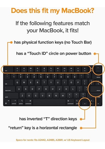 Orijinal Premium Ultra Ince Klavye Kapağı Koruyucu, 2025 2024 2023 2022 2021 M4/m3/m2/m1 Pro/max MacBook Pro 14/16, M4/m3/m2 MacBook Air 13/15, Us Ansı Düzeni, Şeffaf fiyatları