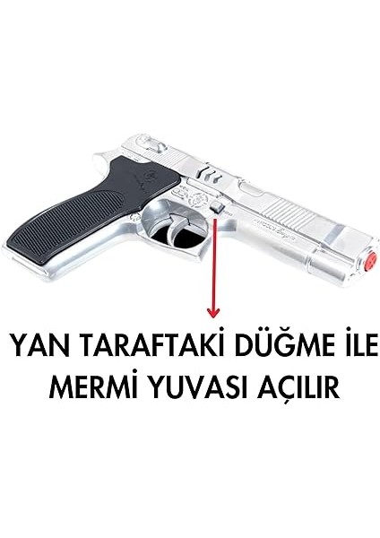 Focus Bang Full Metal Gerçekçi Tasarım Metalik Renk Tabanca,mantar Mermi Hediyeli,kemere Takma Aparatlı modelleri