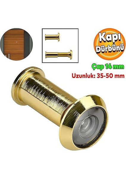 Kapı Dürbünü Kapaksız Çelik Kapı Gold 35-50 mm Ayarlanabilir Çap 14 mm fiyatları