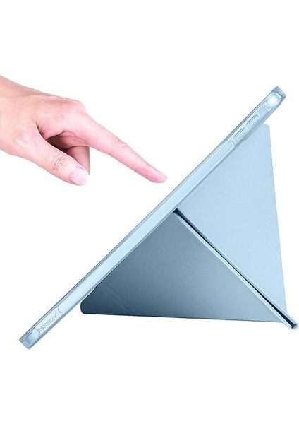 iPad (A16) 11INÇ 2025 Uyumlu Kılıf Üçgen Tri Folding Kalem Bölmeli Standlı Kılıfı A3355 Mavi fiyatları