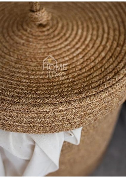 Rustic Retreat Jüt Kapaklı Moderin Tasarım Geniş Hacim Kapasiteli Çamaşır Oyuncak Havlu Battaniye Giyisi Sepeti Estetik Görünümlü Her Alana Uygun (Hasır, 40 x 50 Cm) modelleri