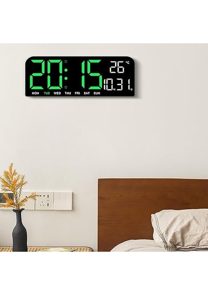 Renkli Dijital Duvar Saati - Sıcaklık, Tarih, Zamanlayıcı, Gece Lambası, Alarm, Geri Sayım Büyük Dijital Çalar Saat - Büyük Ekran Alarmı (Yeşil) fiyatları