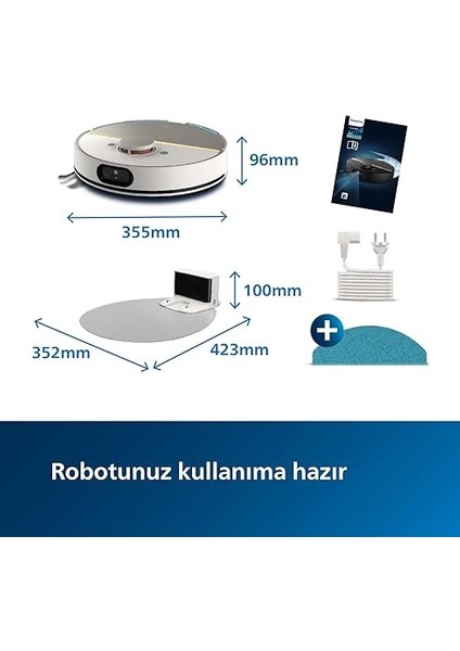 7000 Serisi Homerun Aqua Islak Kuru Robot Süpürge, Sarj Istasyonlu, Ipek Beyaz ve Altın Sarısı, XU7000/02 modelleri