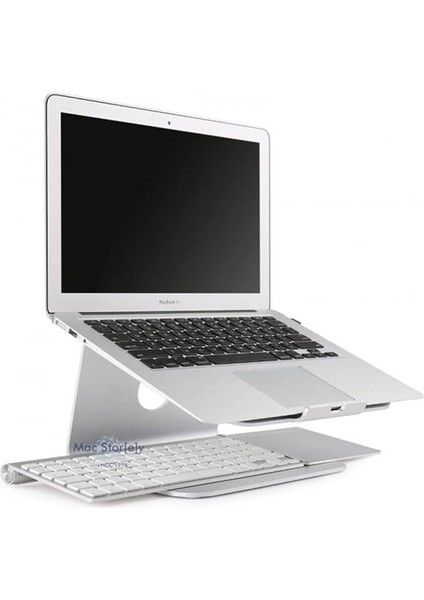 Alüminyum Laptop Stand – MacBook &amp; 10-17” Dizüstü Bilgisayarlarla Uyumlu, Ergonomik Yükseltici, Isı Dağıtıcı, Sabit Masa Standı, Rain Design Stil Uyumlu Gümüş