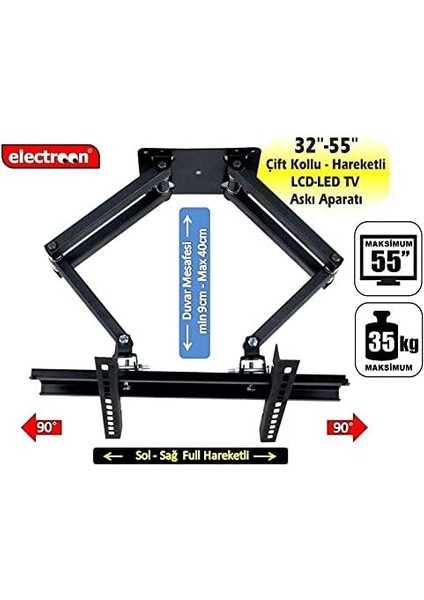 32-55 Çift Kollu Hareketli Lcd-Led Tv Askı Aparatı fiyatları