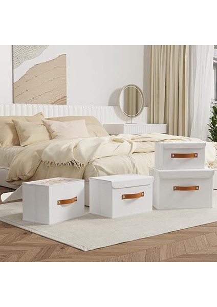 ST02WL2 Kapaklı Saklama Kutuları, 45 x 30 x 30 Cm, Katlanabilir Kumaş Kutular, Saklama Sepetleri, Kıyafetler, Kitaplar Için Düzenleyici Kutu, 2 Adet, Beyaz fiyatları