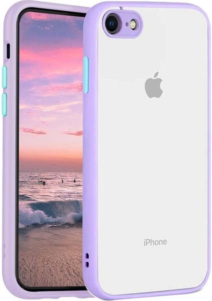 iPhone 7/8 / Se Kılıf Kamera Korumalı Arkası Buzlu Kılıf (Lila)