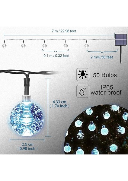 Solar String Lights Dış Mekan/iç Mekan, 50 LED 23 Ft Işık, 8 Aydınlatma Modlu Güneş ve USB ile Çalışır, Bahçe Avlu Ev Düğün Parti Dekorasyonu Için Su Geçirmez Güneş Işığı (Mavi) fiyatları