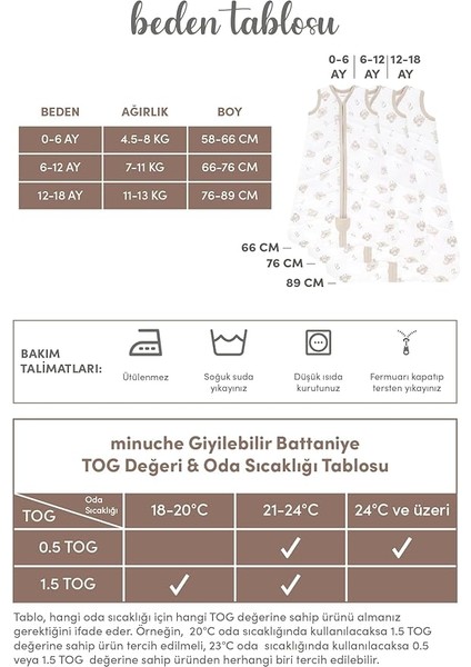 Bebek Giyilebilir Battaniye -%100 Pamuk Ince Yazlık Kundak - Erkek ve Kız (Ekru Koyun, 12-18, 0.5 Tog) fiyatları