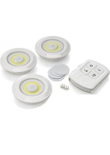 Uzaktan Kumandalı Pilli LED Spot Lamba Ampul 3'lü Set Yapışkanlı modelleri
