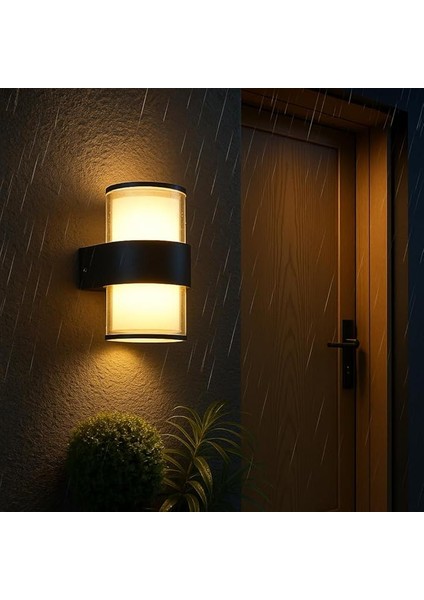 LED Duvar Aplik 12W IP54 – Günışığı 3200K, 1170 Lümen, Su Geçirmez Iç ve Dış Mekan Aydınlatma, Bahçe Balkon Teras Ev Koridor Için