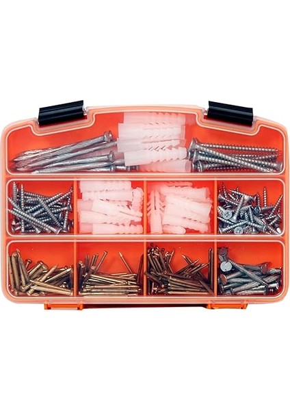 All Essential Fasteners 335 Parça Vida, Çivi ve Dübel Seti - 90 Adet 3 Çeşit Sunta Vidası, 220 Adet 4çeşit Beton Çivisi, 30 Adet 3 Çeşit Dübel