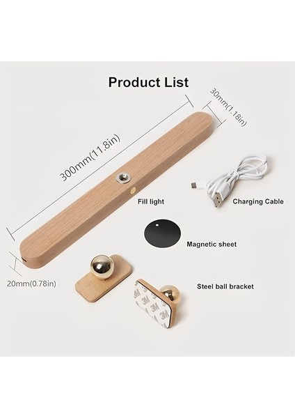 USB Şarj Edilebilir Duvar Lambası, LED Kısılabilir, Şalterli, Ahşap, Iç Mekan, Dokunmatik Kontrollü Gece Lambası, 360° Döner Duvar Apliği, Kısılabilir, Çıkarılabilir Manyetik, Yatak Başucu Için fırsatları